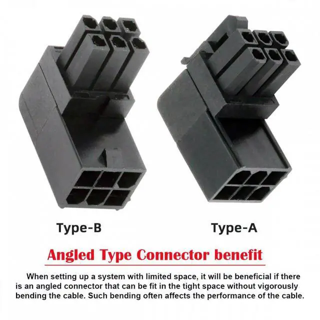 Alt view image 3 of 7 - WRIARICH 2pcs/lot ATX 6Pin Male to Female 90 Degree Up Down Angled Power Header Adapter for GPU Graphics Card