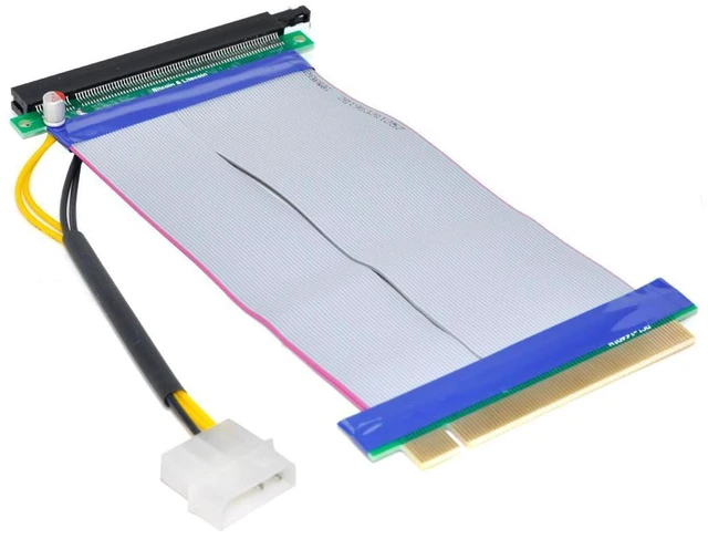 Main image of WRIARICH PCI-E Express 16X to 16x Riser Extender Card with Molex IDE Power & Ribbon Cable 20cm EP-074