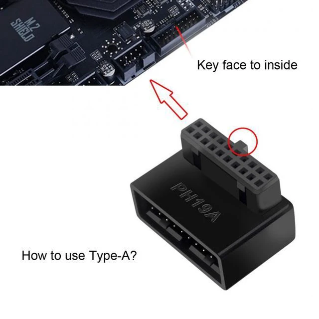 Alt view image 6 of 7 - WRIARICH 1Set USB 3.0 20pin Male to Female Extension Adapter Up & Down Angled 90 Degree Overmold
