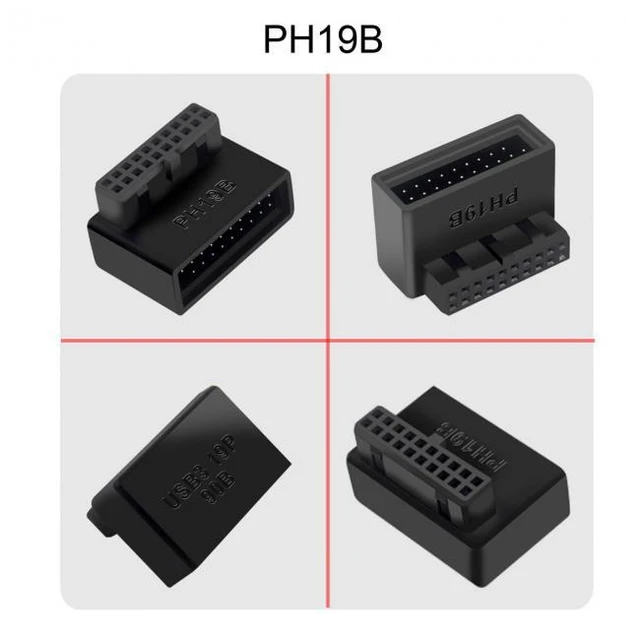 Alt view image 7 of 7 - WRIARICH 1Set USB 3.0 20pin Male to Female Extension Adapter Up & Down Angled 90 Degree Overmold