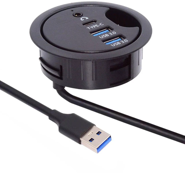 Main image of WRIARICH USB 3.0 Hub SD TF USB-C 2 Port USB 60mm Desk Grommet Splitter Dock Station Micro-SD Card Reader for Desktop PC