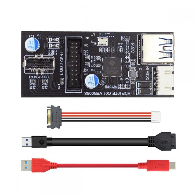 Main image of WRIARICH Type-C USB-C & 19/20Pin Header to USB 3.0 20Pin & Type-E Dual Ports Female PCBA Type Adapter Splitter HUB 5Gbps