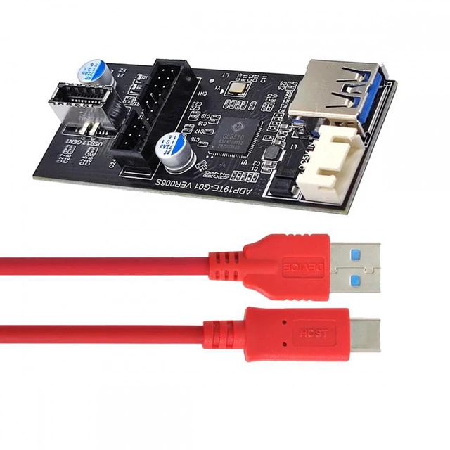 Alt view image 2 of 7 - WRIARICH Type-C USB-C & 19/20Pin Header to USB 3.0 20Pin & Type-E Dual Ports Female PCBA Type Adapter Splitter HUB 5Gbps