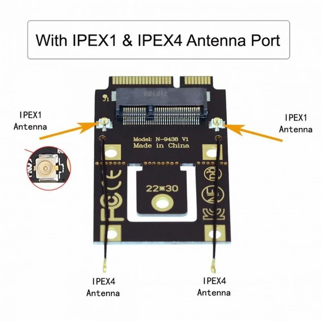 Alt view image 2 of 7 - WRIARICH NGFF M.2 Key-A to Mini PCI-E PCI Express Converter Adapter for 9260 8265 7260 AC Wifi Bluetooth Wireless Card