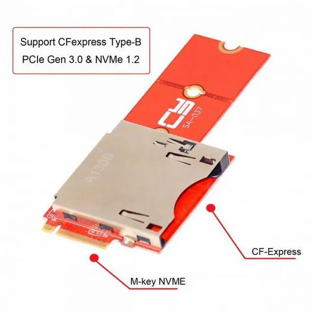 Alt view image 3 of 7 - WRIARICH NGFF M.2 NVMe Mainboard to CF Express Extension Adapter M2 M-key for CFE Type-B Support R5 Z6 Z7 Memory Card