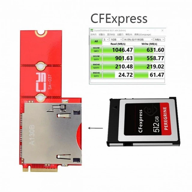 Alt view image 4 of 7 - WRIARICH NGFF M.2 NVMe Mainboard to CF Express Extension Adapter M2 M-key for CFE Type-B Support R5 Z6 Z7 Memory Card