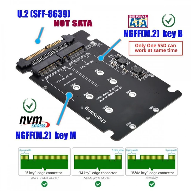 Alt view image 2 of 7 - WRIARICH SFF-8639 NVME U.2 to Combo NGFF M.2 M-key SATA PCIe SSD Adapter for Mainboard Compatible with SSD 750 p3600 p3700