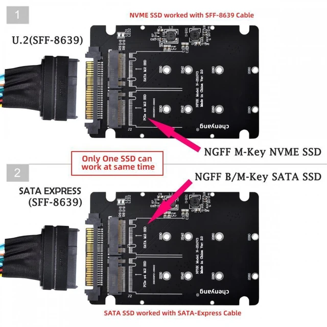 Alt view image 4 of 7 - WRIARICH SFF-8639 NVME U.2 to Combo NGFF M.2 M-key SATA PCIe SSD Adapter for Mainboard Compatible with SSD 750 p3600 p3700