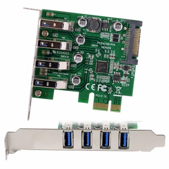 Alt view image 2 of 7 - WRIARICH Low Profile 4 Ports PCI-E to USB 3.0 HUB PCI Express Expansion Card Adapter 5Gbps for Motherboard