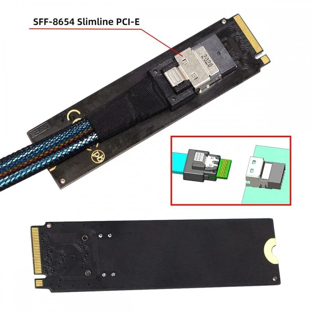 Alt view image 6 of 7 - WRIARICH NGFF M-Key NVME to U.2 U2 Kit SFF-8639 to SFF-8654 Slimline SAS PCIe SSD Adapter for Mainboard