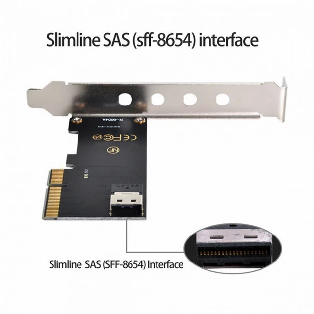 Alt view image 3 of 7 - WRIARICH PCI-E 4X to U.2 U2 Kit SFF-8639 to SFF-8654 Slimline SAS NVME PCIe SSD Adapter for Mainboard