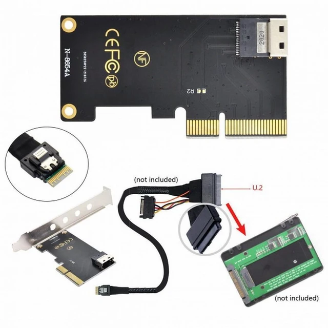 Alt view image 5 of 7 - WRIARICH PCI-E 4X to U.2 U2 Kit SFF-8639 to SFF-8654 Slimline SAS NVME PCIe SSD Adapter for Mainboard