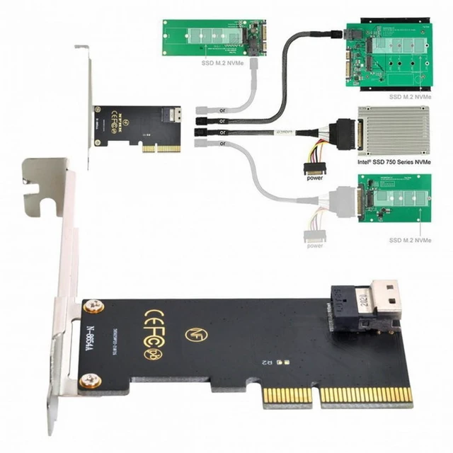 Alt view image 6 of 7 - WRIARICH PCI-E 4X to U.2 U2 Kit SFF-8639 to SFF-8654 Slimline SAS NVME PCIe SSD Adapter for Mainboard