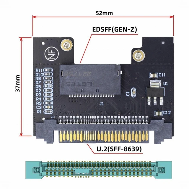 Alt view image 4 of 7 - WRIARICH U.2 SFF-8639 Host Adapter to NVMe Ruler 1U GEN-Z EDSFF 1C 4X Short SSD P4511 E1.S Carrier Adapter
