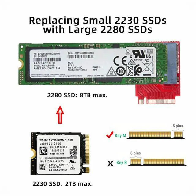 Alt view image 3 of 7 - WRIARICH NVME M-Key 22x30mm to 22x80mm NGFF Extension SSD Upgrade Adapter Compatible with ROG Ally Gaming