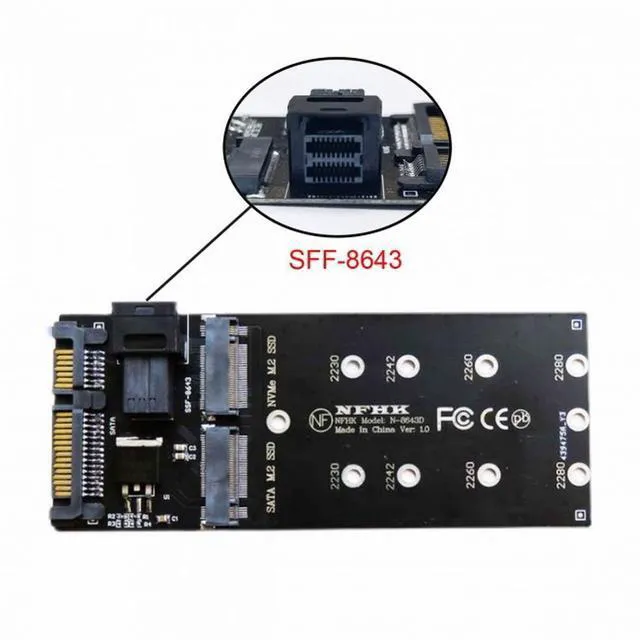 Alt view image 6 of 7 - WRIARICH SFF-8643 to U2 Kit NGFF M-Key to HD Mini SAS NVME PCIe SSD SATA Adapter for Motherboard