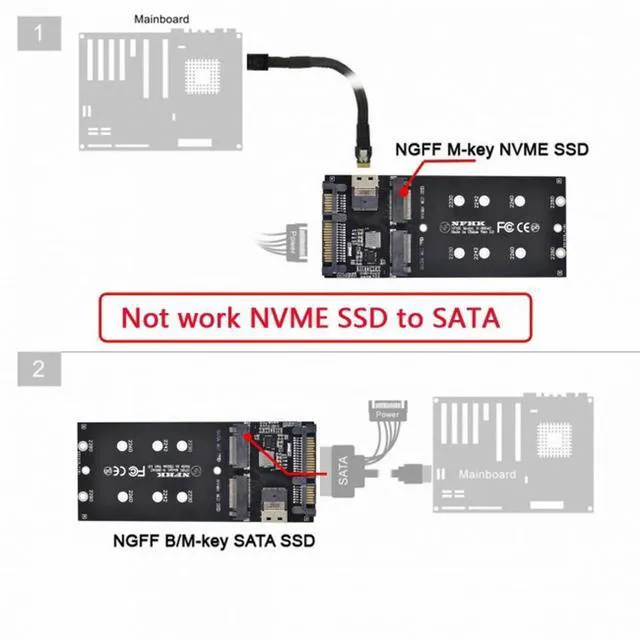 Alt view image 7 of 7 - WRIARICH SFF-8654 to U2 Kit NGFF M-Key to Slimline SAS NVME PCIe SSD SATA Adapter for Mainboard