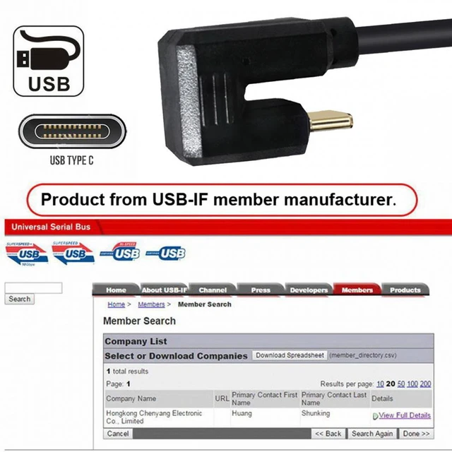 Alt view image 6 of 7 - WRIARICH Cable USB3.1 Type-C Male to USB-C 360 Degree Opposite Back Angled 10Gbps Data 4K Cable 65W