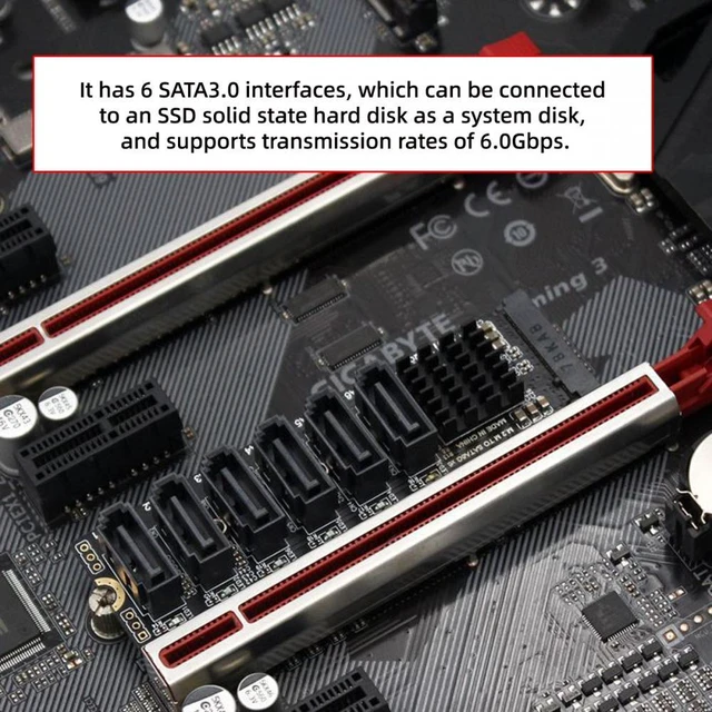 Alt view image 2 of 7 - WRIARICH NGFF NVME M-Key PCI Express to SATA 3.0 6Gbps 6 Ports Adapter Converter Hard Drive Extension Card 2280