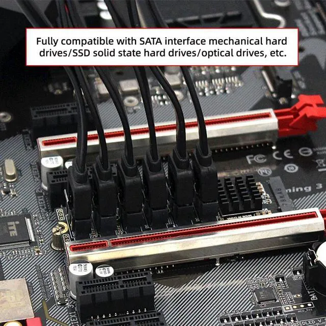 Alt view image 3 of 7 - WRIARICH NGFF NVME M-Key PCI Express to SATA 3.0 6Gbps 6 Ports Adapter Converter Hard Drive Extension Card 2280