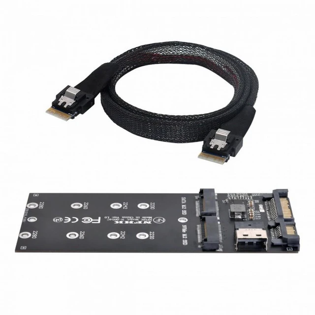 Alt view image 2 of 7 - WRIARICH SFF-8654 Cable Card U2 Kit NGFF M-Key to Slimline SAS NVME PCIe SSD SATA Adapter for Mainboard