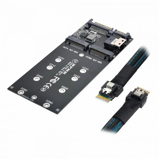 Alt view image 3 of 7 - WRIARICH SFF-8654 Cable Card U2 Kit NGFF M-Key to Slimline SAS NVME PCIe SSD SATA Adapter for Mainboard