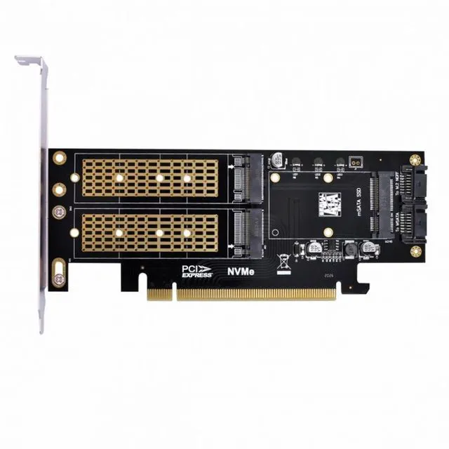 Main image of WRIARICH PCI Express PCI-E 3.0 Dual SATA to NGFF NVME MSATA M-Key B/M-key SSD Card Adapter 3in1