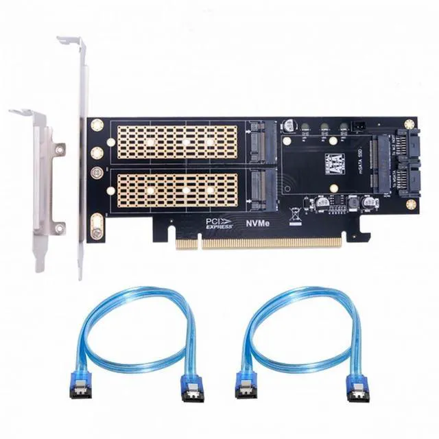 Alt view image 3 of 7 - WRIARICH PCI Express PCI-E 3.0 Dual SATA to NGFF NVME MSATA M-Key B/M-key SSD Card Adapter 3in1