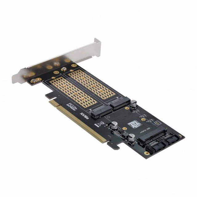 Alt view image 2 of 7 - WRIARICH PCI Express PCI-E 3.0 Dual SATA to NGFF NVME MSATA M-Key B/M-key SSD Card Adapter 3in1