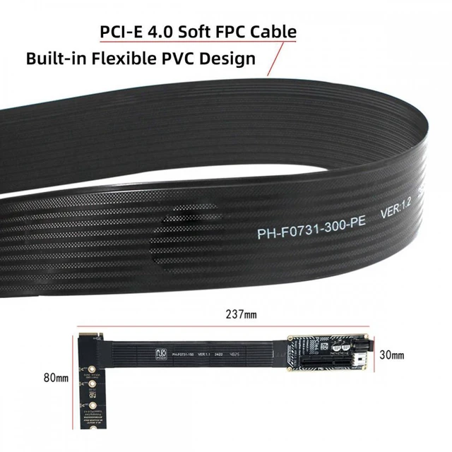 Alt view image 7 of 7 - WRIARICH M.2 NGFF NVMe M-Key Right Angled Type 90 Degree to PCI-E X1 X4 X8 X16 Cable Graphics Card Extension Adapter PCI-Express for M2 2260 2280