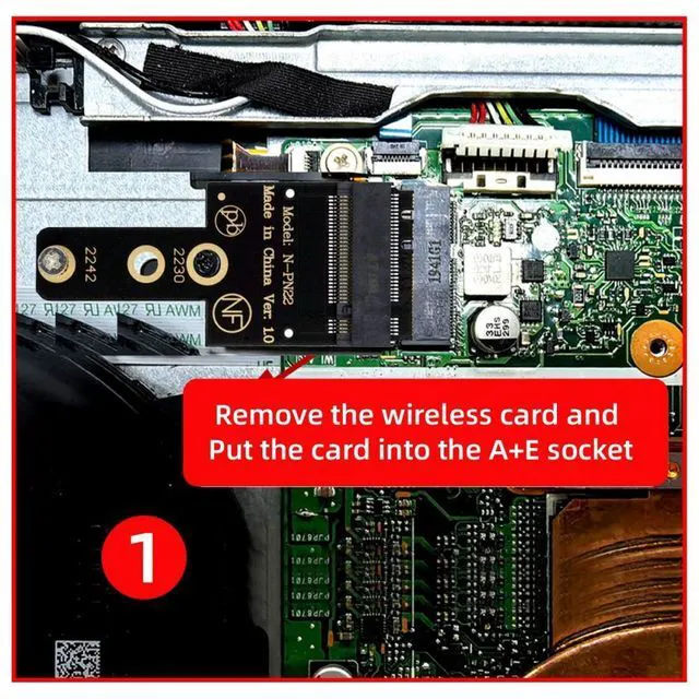 Alt view image 6 of 7 - WRIARICH 2230 NGFF A+E-Key Male to NVME M-key Female Extension Adapter for Laptop Mainboard SSD 2230 2242