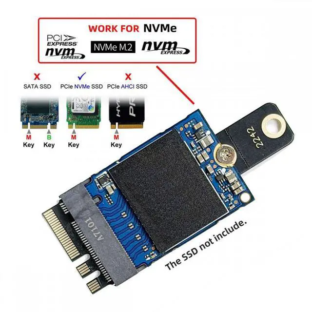Alt view image 5 of 7 - WRIARICH 2230 NGFF A+E-Key Male to NVME M-key Female Extension Adapter for Laptop Mainboard SSD 2230 2242