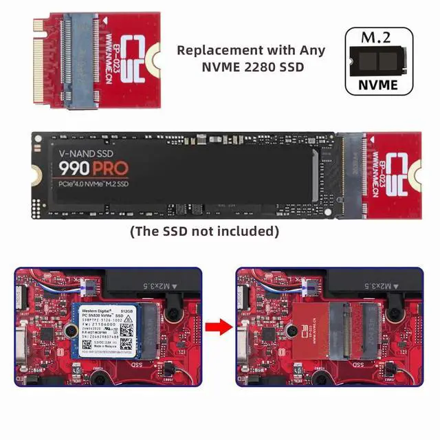 Alt view image 2 of 7 - WRIARICH NVME M-Key 22x30mm to 22x80mm NGFF Extension SSD Upgrade Adapter Compatible with ROG Flow X13 Gamings Laptop
