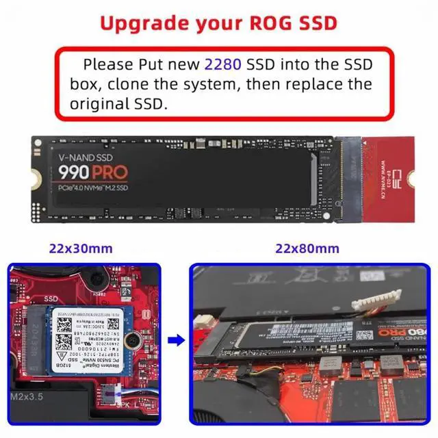 Alt view image 6 of 7 - WRIARICH NVME M-Key 22x30mm to 22x80mm NGFF Extension SSD Upgrade Adapter Compatible with ROG Flow X13 Gamings Laptop