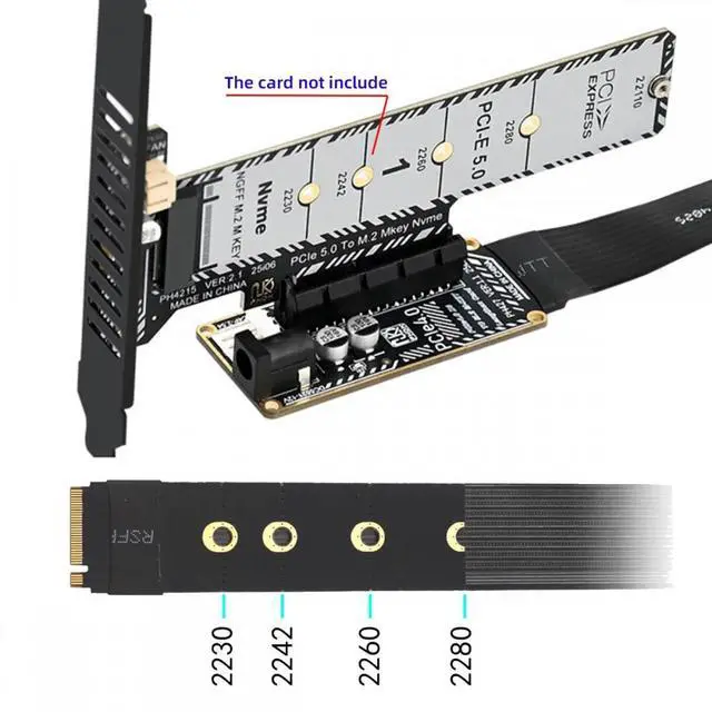 Alt view image 6 of 7 - WRIARICH M.2 NGFF NVMe M-Key to PCI-E X1 X4 X8 X16 Cable Graphics Card Extension Adapter PCI-Express for M2 2260 2280