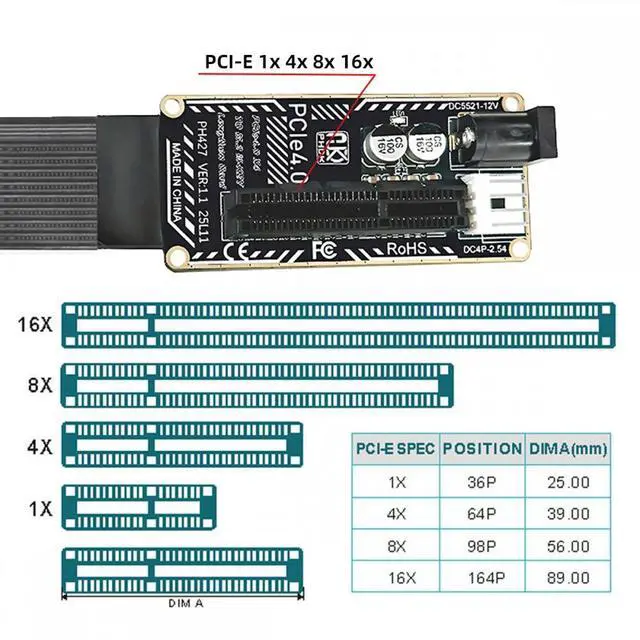 Alt view image 5 of 7 - WRIARICH M.2 NGFF NVMe M-Key to PCI-E X1 X4 X8 X16 Cable Graphics Card Extension Adapter PCI-Express for M2 2260 2280