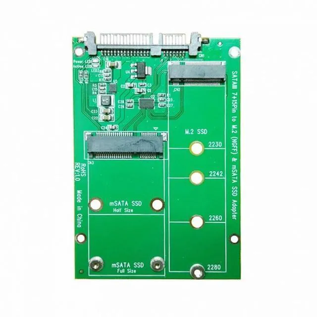 Alt view image 7 of 7 - WRIARICH 2 in 1 Combo Mini PCI- E 2 Lane M.2 NGFF mSATA SSD to SATA 3.0 III Adapter Converter PCBA