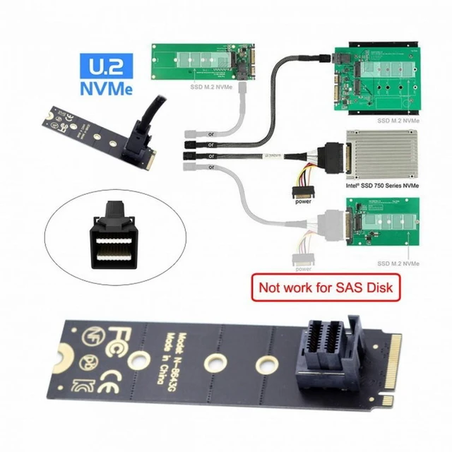 Alt view image 5 of 7 - WRIARICH NGFF M-Key 22x80mm to Vertical SFF-8643 Socket PCI-E U.2 Kit SFF-8639 NVME PCIe4.0 SSD Adapter for SSD750 p3600 p3700 M.2