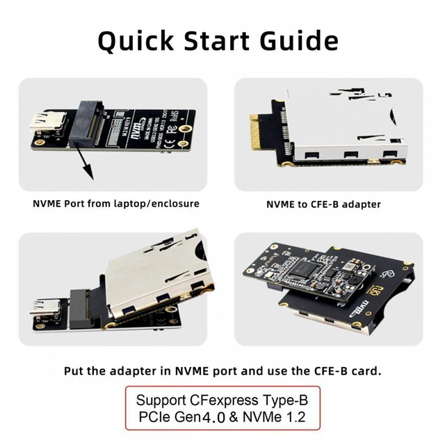 Alt view image 4 of 6 - WRIARICH NGFF M.2 NVMe Host to CFExpress CFB Extension Adapter M2 M-key for CFE Type-B Support R5 Z6 Z7 Memory Card