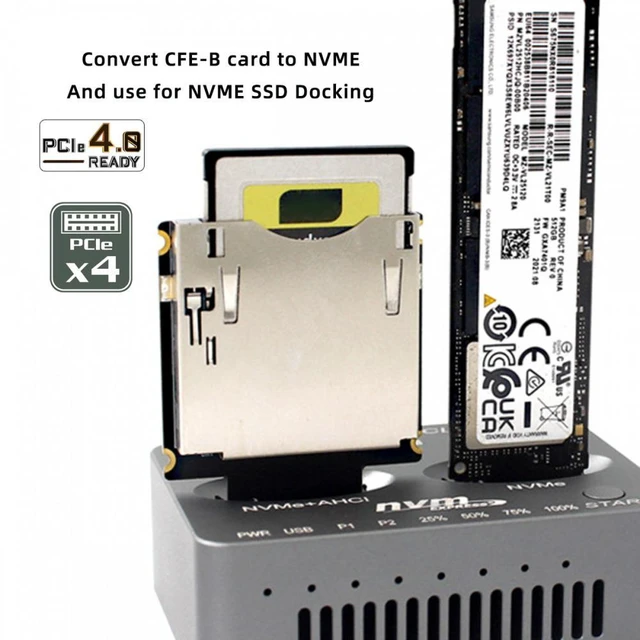 Alt view image 6 of 6 - WRIARICH NGFF M.2 NVMe Host to CFExpress CFB Extension Adapter M2 M-key for CFE Type-B Support R5 Z6 Z7 Memory Card