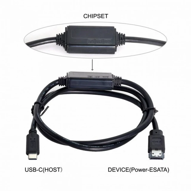 Alt view image 2 of 6 - WRIARICH Type-C USB-C to Power Over eSATA DC5V Adapter USB3.0 to HDD/SSD/ODD eSATAp Converter