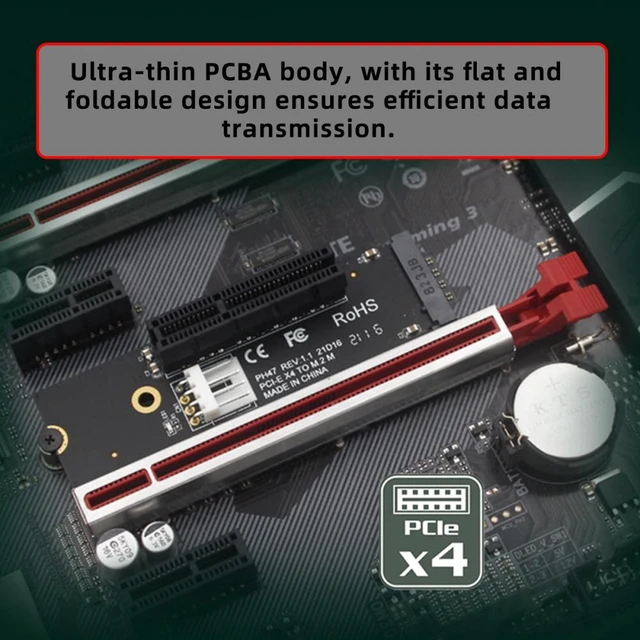 Alt view image 6 of 7 - WRIARICH M.2 NGFF NVMe M-Key Extender to PCI-E X1 X4 X8 X16 Graphics Card Riser Adapter PCI-Express for M2 2260 2280
