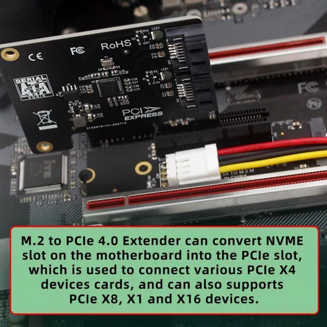Alt view image 7 of 7 - WRIARICH M.2 NGFF NVMe M-Key Extender to PCI-E X1 X4 X8 X16 Graphics Card Riser Adapter PCI-Express for M2 2260 2280