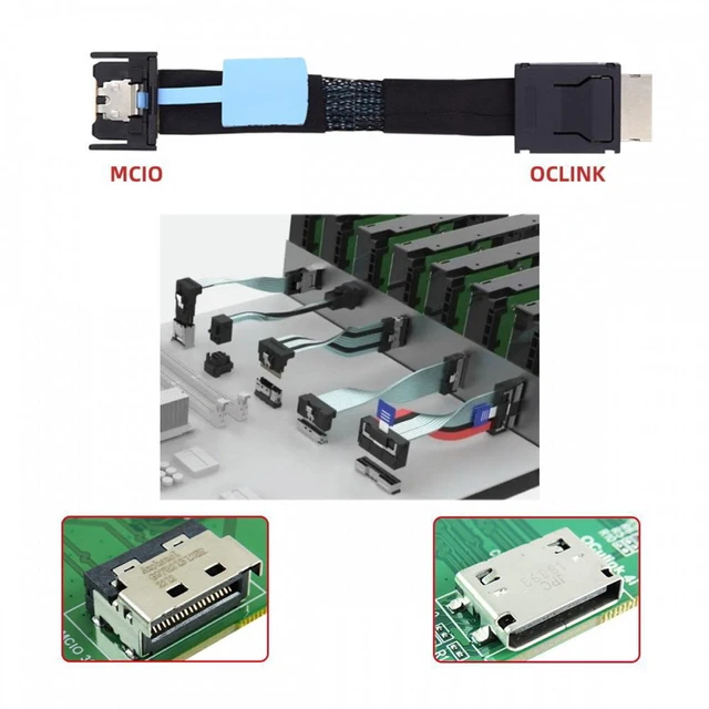 Alt view image 6 of 7 - WRIARICH PCI-E 5.0 Mini Cool Edge IO MCIO PCI-E 4i 38Pin Male to SFF-8611 Oculink 4X Extender Cable 50cm