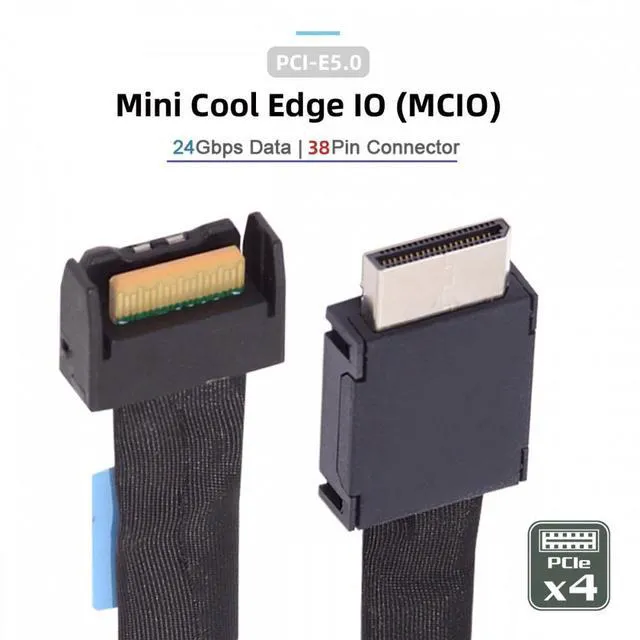 Alt view image 7 of 7 - WRIARICH PCI-E 5.0 Mini Cool Edge IO MCIO PCI-E 4i 38Pin Male to SFF-8611 Oculink 4X Extender Cable 50cm