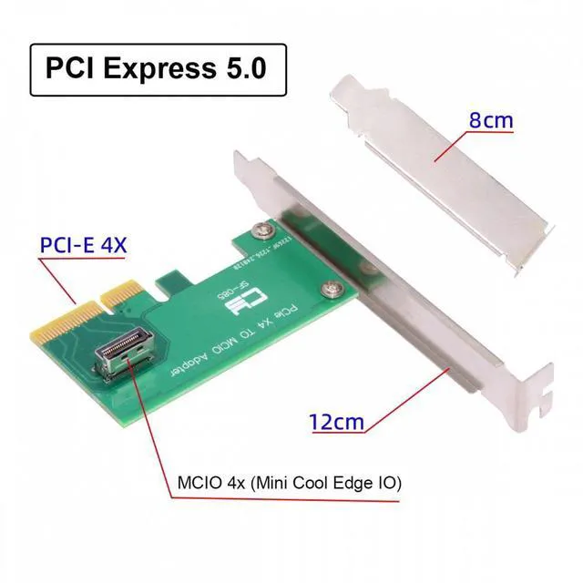 Alt view image 2 of 7 - WRIARICH PCI-Express 5.0 4.0 4X to MCIO Mini Cool Edge IO Female Host Adapter for PCIe Nvme U.2 SSD