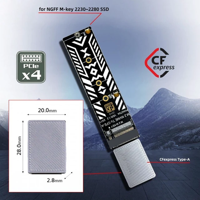 Alt view image 2 of 7 - WRIARICH CFexpress Type-A to NVME 2230 2240 2260 2280 Memory Card Kit Case CFE CFA NGFF M-key Adapter for Camera 8K RAW PCIe Expansion