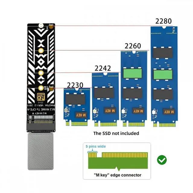 Alt view image 5 of 7 - WRIARICH CFexpress Type-A to NVME 2230 2240 2260 2280 Memory Card Kit Case CFE CFA NGFF M-key Adapter for Camera 8K RAW PCIe Expansion