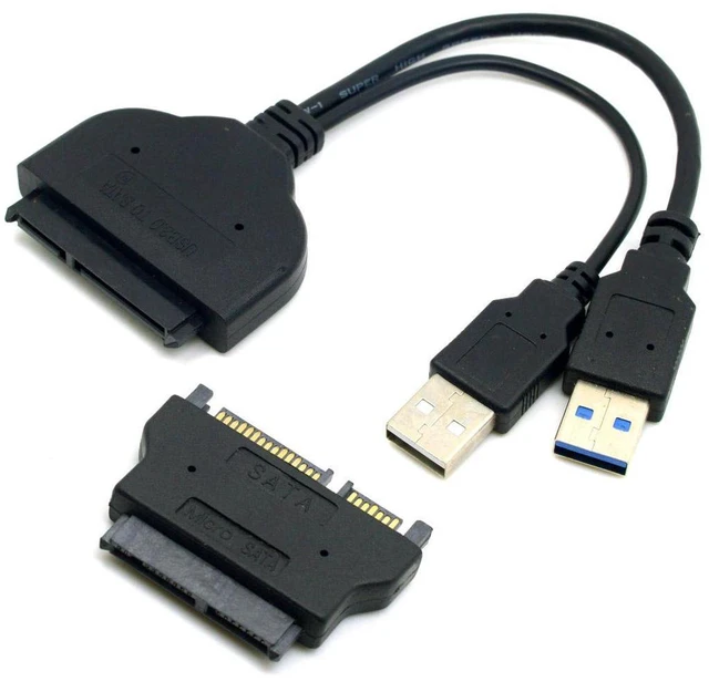 Main image of WRIARICH 1set USB 3.0 to SATA 22Pin SATA to 16Pin Micro SATA Adapter for 1.8" 2.5" Hard Disk Driver With Extral USB Power Cable