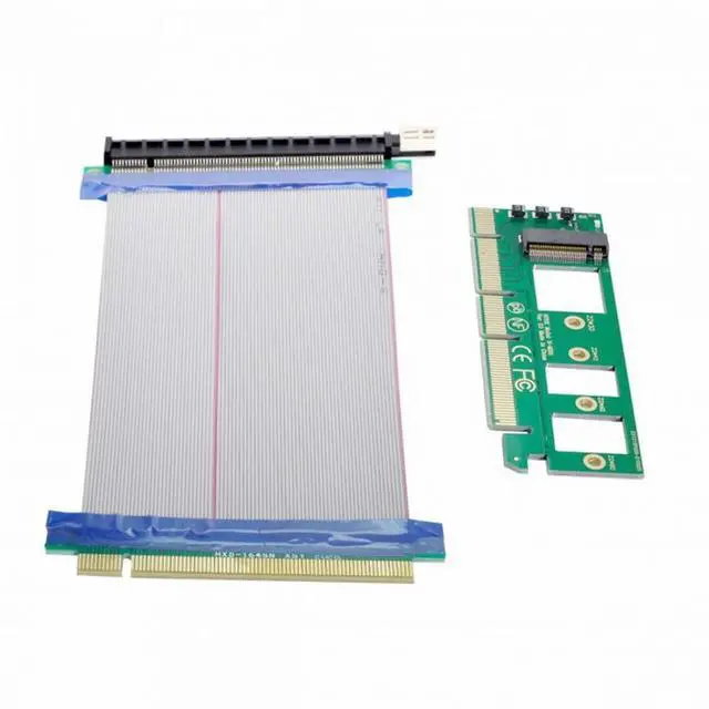 Alt view image 3 of 7 - WRIARICH NGFF M-key NVME AHCI SSD to PCI-E 3.0 16x x16 Vertical Adapter with Cable Male to Female Extension